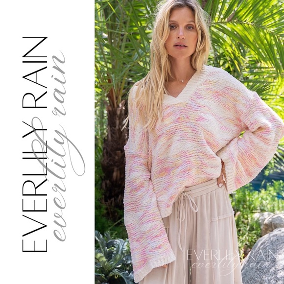 LAST ONE! Super Soft Pink & Cream Marble Sweater - Picture 6 of 15